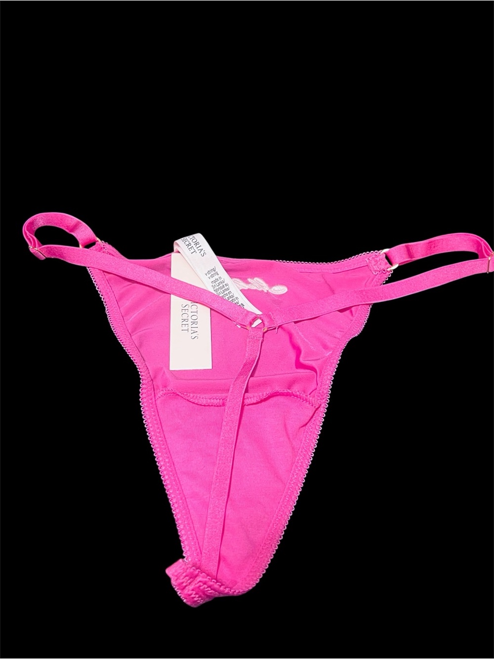 Victoria's Secret Hell Yeah Hot Pink Triangle Thong Panty V-stwith Shell Charm - Picture 2 of 5